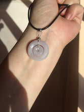 Load image into Gallery viewer, 21-22mm Type A 100% Natural light purple/oily light green/gray Jadeite Jade concentric circle safety Guardian ring Pendant (子母扣,同心环) group PB45
