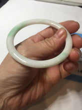 Load image into Gallery viewer, 55.5mm Certified Type A 100% Natural sunny green/white(白底青) flat Jadeite Jade bangle PE40-2866
