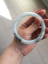 Load image into Gallery viewer, 58.5mm certified Type A 100% Natural icy dark green white with green floating flowers  round cut Jadeite Jade bangle BS64-7347
