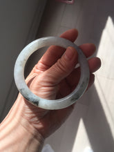 Load image into Gallery viewer, 58.5mm certified Type A 100% Natural icy dark green white with green floating flowers  round cut Jadeite Jade bangle BS64-7347
