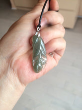Load image into Gallery viewer, 100% natural icy watery white/dark green Magnolia flower jadeite jade pendant AF86
