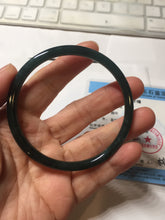 Load image into Gallery viewer, 58.3mm Certified Type A 100% Natural dark green/blue/gray Guatemala slim round cut Jadeite bangle BP202-5522
