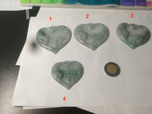 Load image into Gallery viewer, 100% Natural type A light green/white concentric hearts/pinky promise(执子之手，与子偕老) jadeite Jade pendant necklace AZ74
