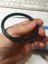 Load image into Gallery viewer, 58.3mm Certified Type A 100% Natural dark green/blue/gray Guatemala slim round cut Jadeite bangle BP202-5522
