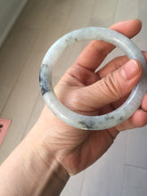 Load image into Gallery viewer, 58.5mm certified Type A 100% Natural icy dark green white with green floating flowers  round cut Jadeite Jade bangle BS64-7347
