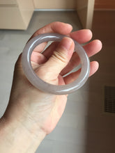 Load image into Gallery viewer, 52.6mm 100% natural light purple/pale pink/gray “Scattered Blossoms, 落英” Quartzite (Shetaicui jade) round cut  bangle SY137
