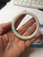 Load image into Gallery viewer, 55.5mm Certified Type A 100% Natural sunny green/white(白底青) flat Jadeite Jade bangle PE40-2866
