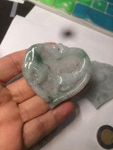 Load image into Gallery viewer, 100% Natural type A light green/white concentric hearts/pinky promise(执子之手，与子偕老) jadeite Jade pendant necklace AZ74

