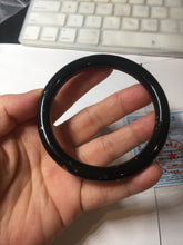 Load image into Gallery viewer, 58.4mm certified 100% Natural dark green/black meteorite round cut nephrite bangle HN134-0605

