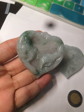 Load image into Gallery viewer, 100% Natural type A light green/white concentric hearts/pinky promise(执子之手，与子偕老) jadeite Jade pendant necklace AZ74
