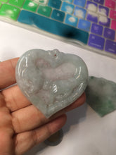 Load image into Gallery viewer, 100% Natural type A light green/white concentric hearts/pinky promise(执子之手，与子偕老) jadeite Jade pendant necklace AZ74
