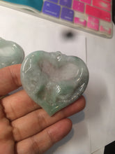 Load image into Gallery viewer, 100% Natural type A light green/white concentric hearts/pinky promise(执子之手，与子偕老) jadeite Jade pendant necklace AZ74
