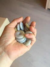 Load image into Gallery viewer, 24-25mm Type A 100% Natural light purple/yellow/white Jadeite Jade Safety Guardian Button donut Pendant/worry stone group BM54
