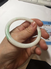 Load image into Gallery viewer, 55.5mm Certified Type A 100% Natural sunny green/white(白底青) flat Jadeite Jade bangle PE40-2866

