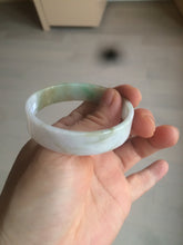 Load image into Gallery viewer, 50.8mm Certified type A 100% Natural sunny green/white/purple thin square Jadeite Jade bangle AM77-2829
