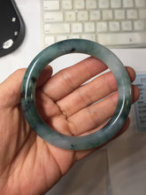 Load image into Gallery viewer, 57.7mm Certified Type A 100% Natural Dark Green Blue Gray Black Moonlit Ink (水墨月色) Round Cut Jadeite Jade Bangle BS148-0737
