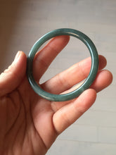 Load image into Gallery viewer, 55.3mm Certified Type A 100% Natural dark green/blue/gray with Guatemala slim round cut Jadeite bangle PH13-2350
