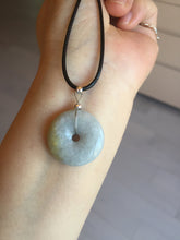 Load image into Gallery viewer, 24-25mm Type A 100% Natural light purple/yellow/white Jadeite Jade Safety Guardian Button donut Pendant/worry stone group BM54
