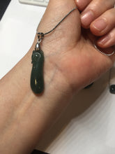 Load image into Gallery viewer, 3 pieces Type A 100% Natural dark green/black Jadeite Jade ring blessed melon(福瓜), rectangle safety bead pendants set BK133
