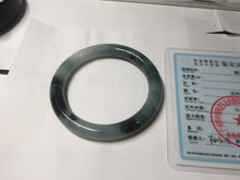Load image into Gallery viewer, 57.7mm Certified Type A 100% Natural Dark Green Blue Gray Black Moonlit Ink (水墨月色) Round Cut Jadeite Jade Bangle BS148-0737
