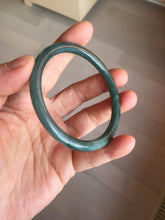 Load image into Gallery viewer, 55.3mm Certified Type A 100% Natural dark green/blue/gray with Guatemala slim round cut Jadeite bangle PH13-2350
