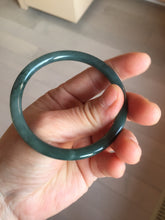 Load image into Gallery viewer, 55.3mm Certified Type A 100% Natural dark green/blue/gray with Guatemala slim round cut Jadeite bangle PH13-2350
