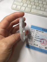 Load image into Gallery viewer, 50mm Certified Type A 100% Natural icy watery light purple green white slim Jadeite Jade bangle PJ55-2049
