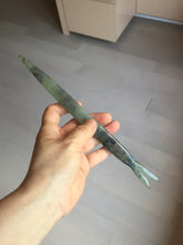 Load image into Gallery viewer, 22cm 100% Natural light green black Xiu Jade Serpentine vantage fish square style hairpin AW20
