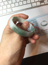 Load image into Gallery viewer, 50mm 100% natural type A sunny green light green gray jadeite bangle PB271-0997

