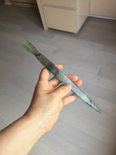 Load image into Gallery viewer, 22cm 100% Natural light green black Xiu Jade Serpentine vantage fish square style hairpin AW20
