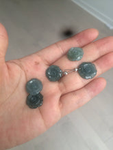 Load image into Gallery viewer, 100% Natural blue gray green  Guatemala jadeite Jade flower pendant group BH61
