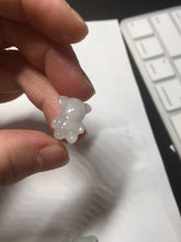 Load image into Gallery viewer, Type A 100% Natural light green white jadeite jade cute baby bear pendant BM55
