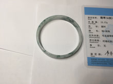 Load image into Gallery viewer, 51mm Certified Type A 100% Natural icy watery light green with green floating flowers thin Jadeite Jade bangle PJ56-1886
