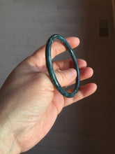 Load image into Gallery viewer, 58.5mm Certified Type A 100% Natural dark green/blue/gray Guatemala slim round cut Jadeite bangle PH11-2325
