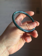 Load image into Gallery viewer, 58.5mm Certified Type A 100% Natural dark green/blue/gray Guatemala slim round cut Jadeite bangle PH11-2325
