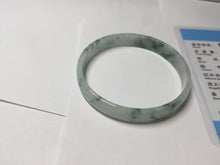 Load image into Gallery viewer, 51mm Certified Type A 100% Natural icy watery light green with green floating flowers thin Jadeite Jade bangle PJ56-1886
