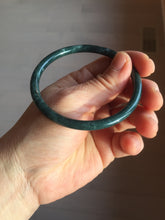 Load image into Gallery viewer, 58.5mm Certified Type A 100% Natural dark green/blue/gray Guatemala slim round cut Jadeite bangle PH11-2325
