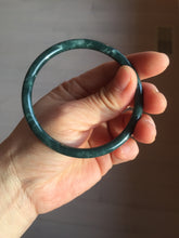 Load image into Gallery viewer, 58.5mm Certified Type A 100% Natural dark green/blue/gray Guatemala slim round cut Jadeite bangle PH11-2325
