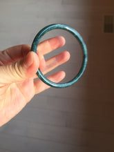 Load image into Gallery viewer, 58.5mm Certified Type A 100% Natural dark green/blue/gray Guatemala slim round cut Jadeite bangle PH11-2325
