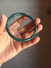 Load image into Gallery viewer, 58.5mm Certified Type A 100% Natural dark green/blue/gray Guatemala slim round cut Jadeite bangle PH11-2325

