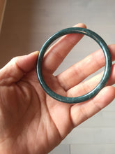 Load image into Gallery viewer, 58.5mm Certified Type A 100% Natural dark green/blue/gray Guatemala slim round cut Jadeite bangle PH11-2325
