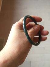 Load image into Gallery viewer, 58.5mm Certified Type A 100% Natural dark green/blue/gray Guatemala slim round cut Jadeite bangle PH11-2325
