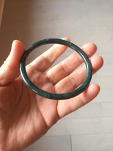 Load image into Gallery viewer, 58.5mm Certified Type A 100% Natural dark green/blue/gray Guatemala slim round cut Jadeite bangle PH11-2325
