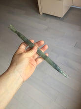 Load image into Gallery viewer, 24cm 100% Natural light green black Xiu Jade Serpentine vantage fish square style hairpin AW22
