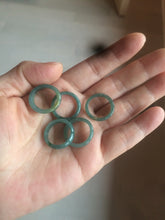 Load image into Gallery viewer, 14.5mm/size 3 1/2 100% natural type A icy watery green/blue slim Guatemala jadeite jade band ring BH63
