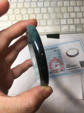 Load image into Gallery viewer, 55.5mm Certified Type A 100% Natural Dark Green Blue Gray Black Moonlit Ink (水墨月色) Round Cut Jadeite Jade Bangle BS149-0742
