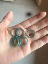 Load image into Gallery viewer, 14.5mm/size 3 1/2 100% natural type A icy watery green/blue slim Guatemala jadeite jade band ring BH63
