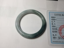 Load image into Gallery viewer, 57.5mm Certified Type A 100% Natural Dark Green Blue Gray Black Moonlit Ink (水墨月色) Round Cut Jadeite Jade Bangle BS150-0741
