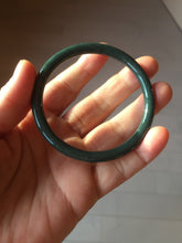 Load image into Gallery viewer, 55.5mm Certified Type A 100% Natural dark green/blue/gray with Guatemala slim round cut Jadeite bangle PH10-2340
