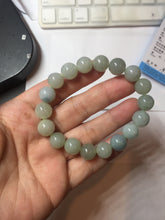 Load image into Gallery viewer, 10-10.5mm size 50-58mm 100% natural type A green gray jadeite jade beads bracelet AZ161
